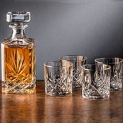 JINDUN Whiskey Decanter Set with Glasses, 5Pcs - Premium Gift Box for Men and Women - Rock Tumblers and Bottle for Bourbon, Cognac, and Liquo,Rum,Liquor - Old Fashioned Glassware