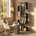 thumbnail image 4 of Manxile 4-Tier S-Shaped Bookshelf  Geometric Wooden Bookcase  for Living Room Home Office, Black, 4 of 6