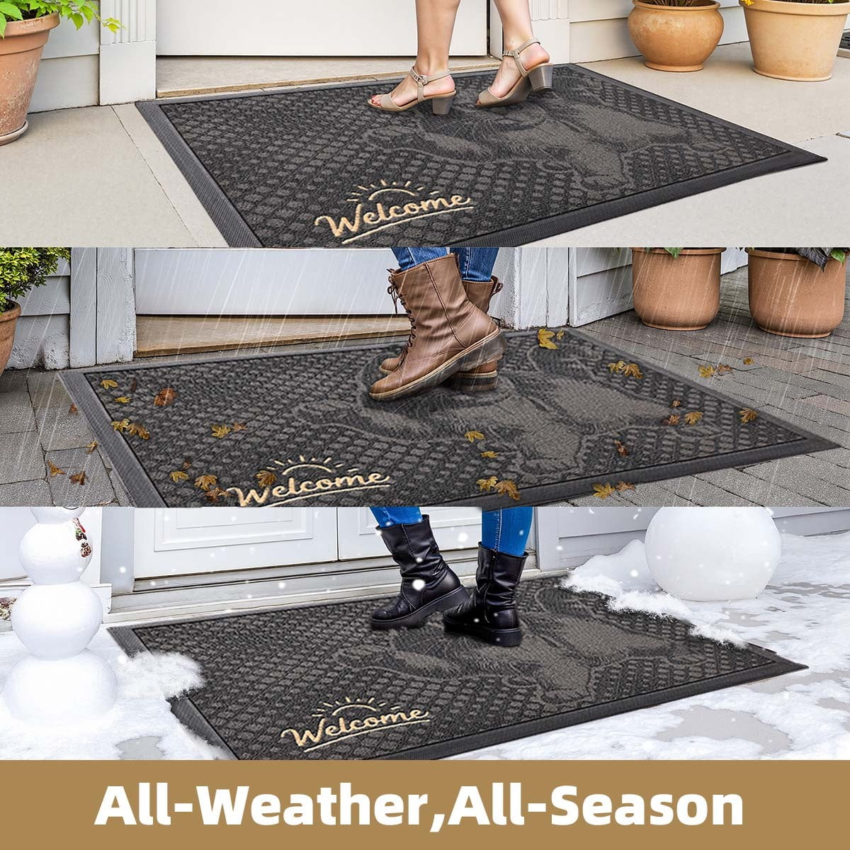 PABUBE Outdoor Doormat, British Shorthair Welcome Mat, Heavy Duty Durable Doormat Outdoor Entrance, Non-Slip Dirt & Mud Trapper Outdoor Mat for Front Doors