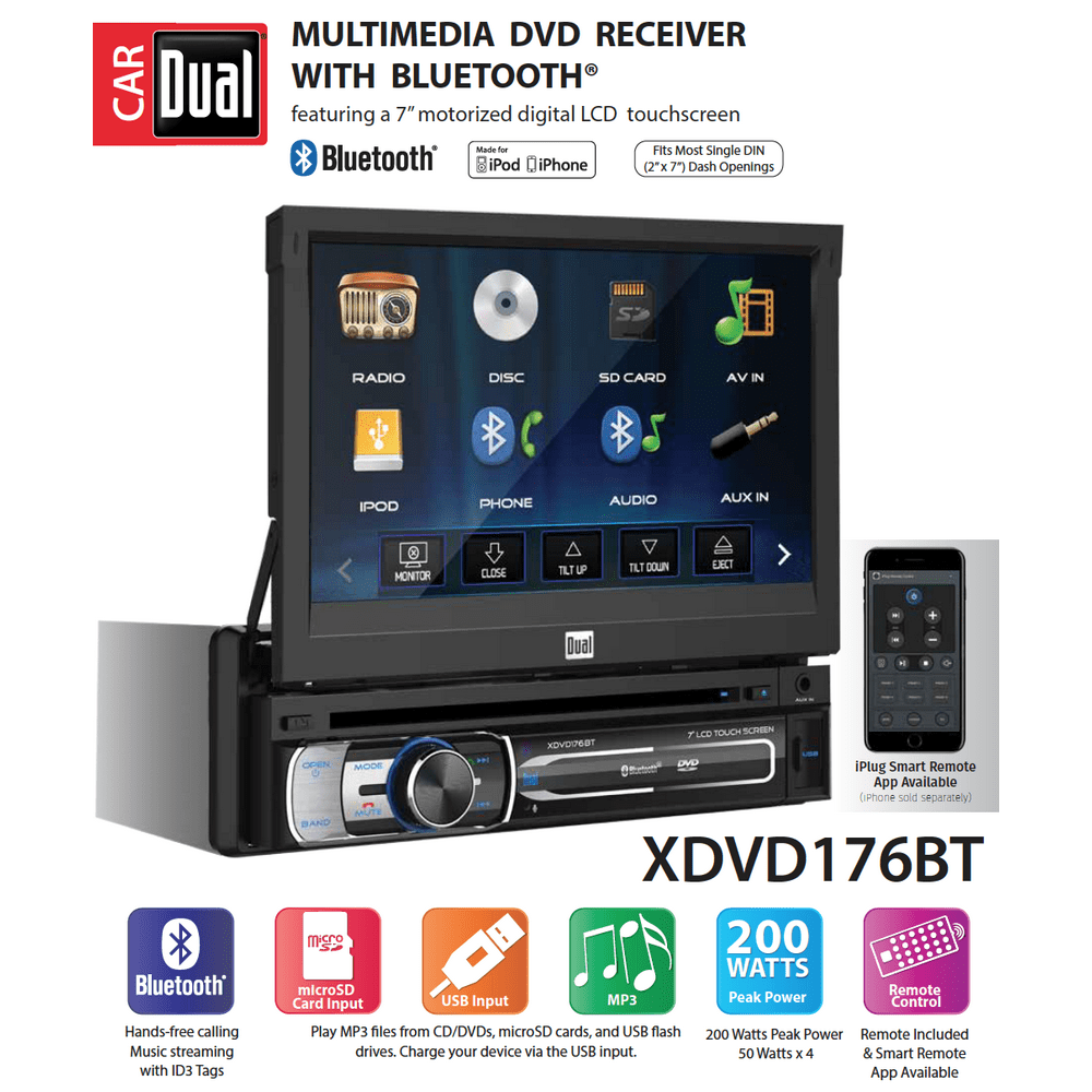 Dual Electronics XDVD176BT 7inch LED Backlit LCD Multimedia