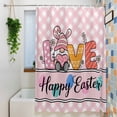 thumbnail image 3 of Happy Easter Shower Curtain Set, Waterproof Shower Curtains for Bathroom, Spring Gnomes Rabbits Eggs Love Flowers Pink Washable Fabric Bath Curtain for Bathtub Decoration with Hooks 60x72 Inches, 3 of 9