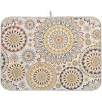 Mandala Ethnic Bohemian Ornament Dish Drying Mat for Kitchen Counter Absorbent Microfiber Drying Pad, Medium 16x18 in, Reversible Drainer Mats