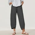 thumbnail image 2 of felwors Women's Capri Pants Casual Summer Cotton Cropped Lounge Pants Trousers Grey, XXL, 2 of 5