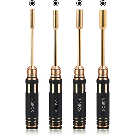 

Hex Nut Driver Set Titanium Nitride Coated Repair Tools Kit，4.0mm 5.5mm 7.0mm 8.0mm RC Multi-rotors Model driver Tool Kits (4PCS)