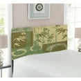 thumbnail image 2 of Bamboo Print Headboard, Circle and Bamboo Silhouette over Vintage Color Oriental Eastern Patchwork Art, Upholstered Decorative Metal Bed Headboard with Memory Foam, Twin Size, Green, by Ambesonne, 2 of 4