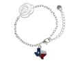 thumbnail image 2 of Delight Jewelry Silvertone Enamel Lone Star Texas Silver-tone Flower Link Chain Bracelet, 6.75"+2" Extender, 2 of 4