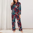 thumbnail image 2 of KLL Geometric Elements Print Women's Long Sleeve Pajamas with Pants Sleepwear Loungewear 2 Set-Medium, 2 of 7