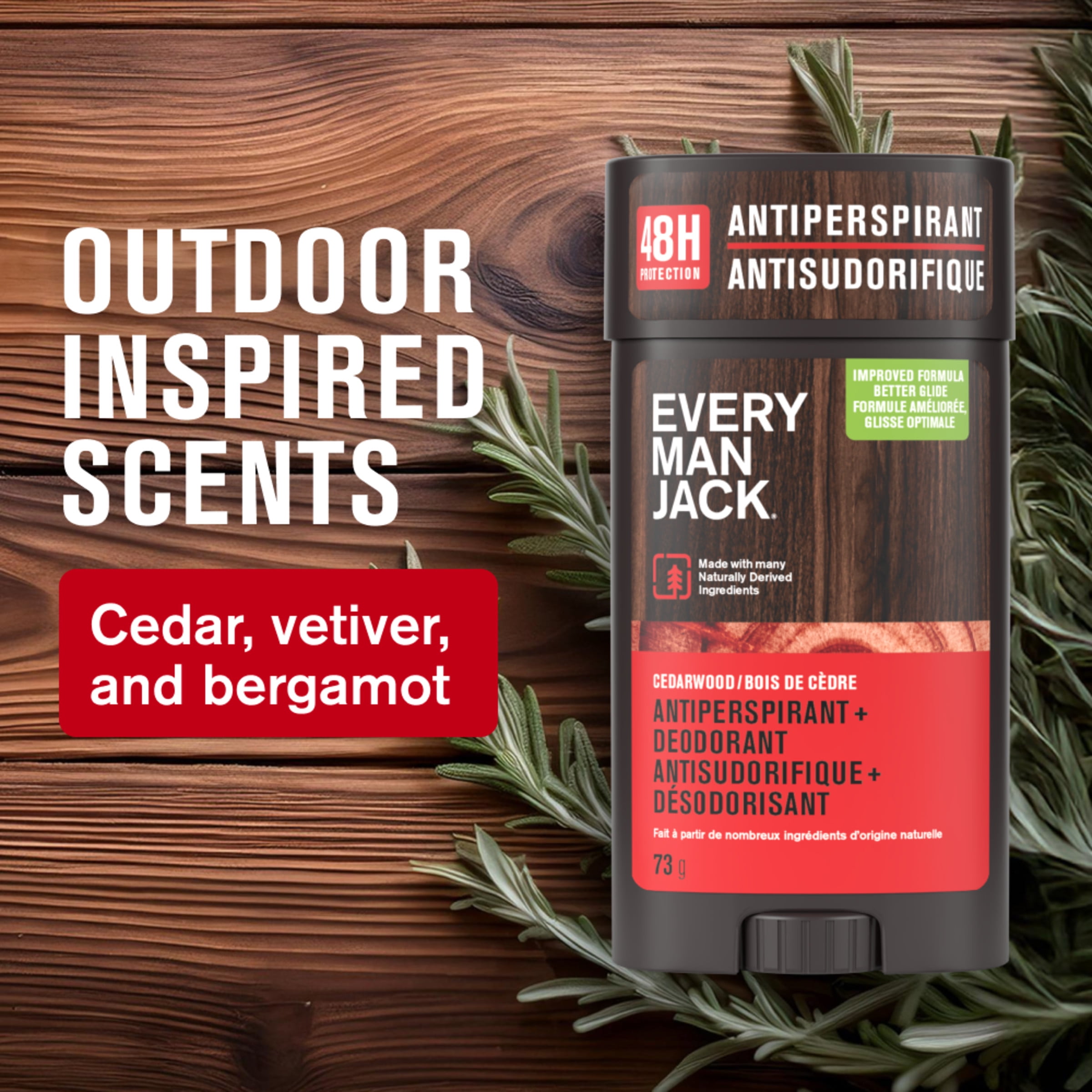 Every Man Jack Antiperspirant Deodorant Cedarwood 73 Grams