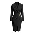 thumbnail image 4 of Womens Long Sleeve Cocktail Dresses Pearls Strap Bodycon Midi Dress for Wedding, Prom, Cocktail Party, Bridal Shower Black L, 4 of 7