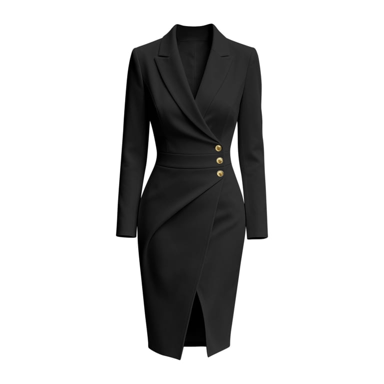 black bodycon blazer dress Women's V Neck Double Breasted Mini Dress, Solid Long Sleeve Elegant Business formal Suit Dress, Lapel office Work for Commute Party Dusty Blue Slip Dress Category_Nightwear/Dressing Gowns And Robes Featuring a zip Color:Sage Floral
