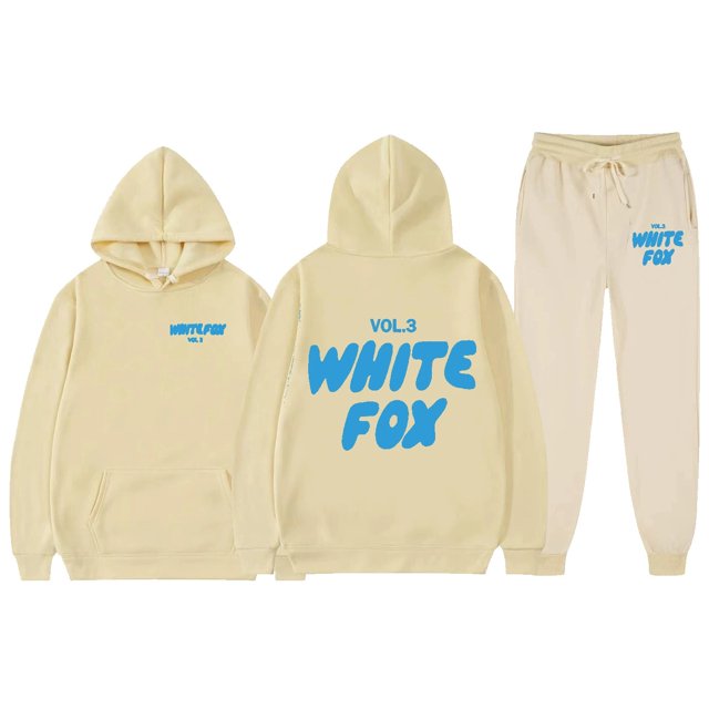 2025 White Fox Unisex Letter Print Loose Hoodie Pants Set