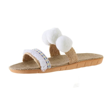 

GHSOHS Womens Sandals Summer Shoes for Women Slippers Flip Flops Thong Sandals Fashion Woman Linen Go To Beach Shoes Skidproof Indoor Lightweight Slippers Women s Flats Footwear 38
