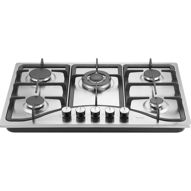 BENTISM Gas Cooktop Stove Top 30 inch Max 12250BTU 5 Burners Built in LPG NG Convertible