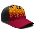 thumbnail image 3 of Adjustable Baseball Cap, Spliced Print Trucker Hat for Men & Women, Breathable Cotton Blend, Flame, 3 of 3
