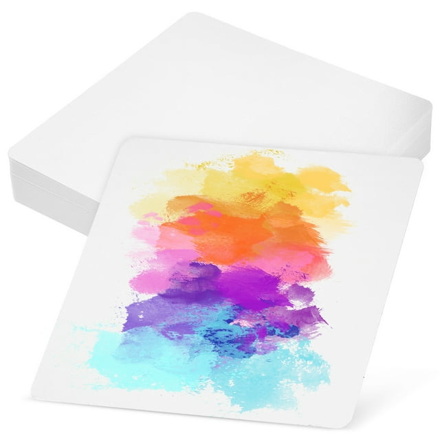 50 tarjetas de acuarela en blanco, cartulina cuadrada blanca para pintar y dibujar, papel cuadrado para aulas y proyectos de bricolaje.