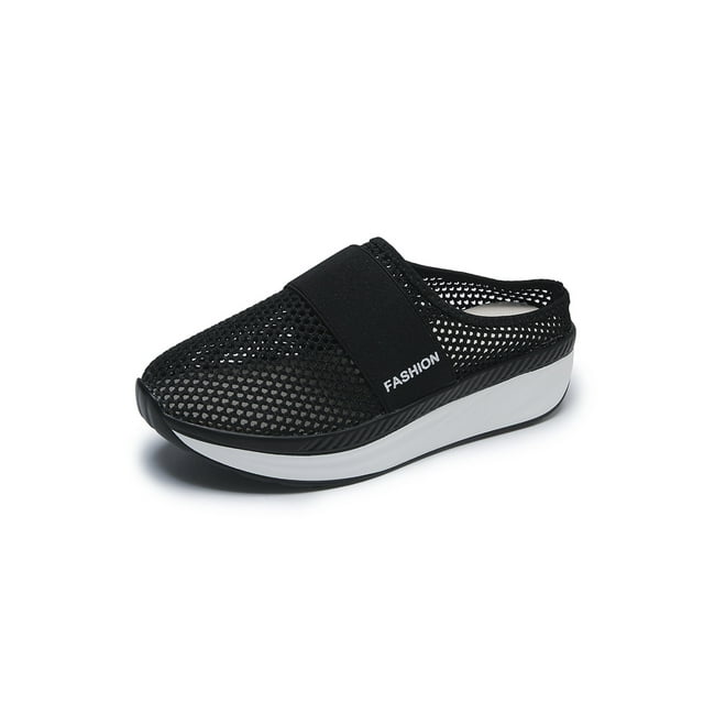 Woobling Chaussures Décontractées pour Femmes à Enfiler Ballerines Bout Rond Pantoufles Antidérapantes Mules Sabots de Travail Noir 5
