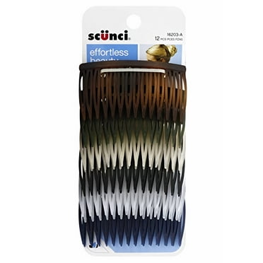 Scunci Effortless Beauty Side Hair Combs, Assorted Colors, 12-Pcs (Pack of 24)