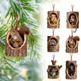thumbnail image 2 of HomeDM 6Pcs Christmas Tree Acrylic Animal Ornaments 2D Flat Hanging Pendant for Xmas Tree Decorations Cute Forest Animals for Holiday Xmas Tree Home Indoor Party Gift, 2 of 5