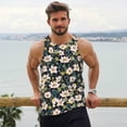 thumbnail image 6 of Lsque Flowers Pattern Mens Tank Tops Muscle Athletic Quick Dry Sleeveless Workout Fitness T Shirts Beach Tank Top, Loose-fit Sleeveless Shirt for Men-Medium, 6 of 7