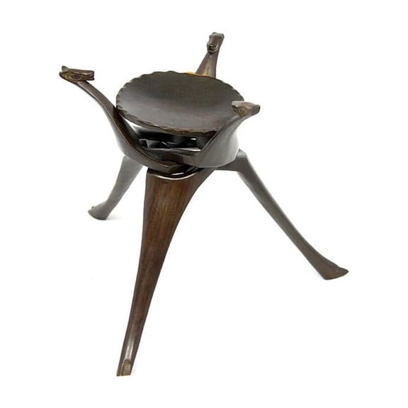 Three legged Hand Carved Top Stand 8 in Tall