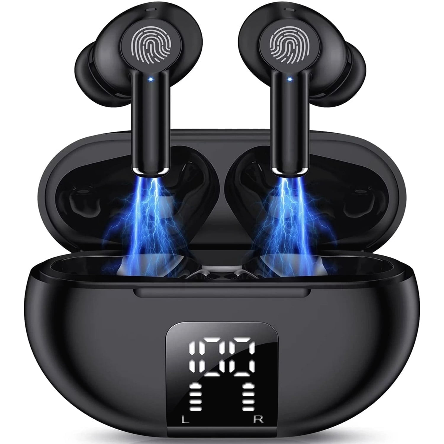 Camkey Wireless Earbuds, Bluetooth 5.4 Earbuds Wireless Bluetooth Headphones with ENC Mic, LED Display Charging Case, HiFi Stereo Sound, 60H Playtime, IPX7 Waterproof