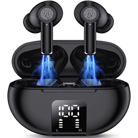Camkey Wireless Earbuds, Bluetooth 5.4 Earbuds Wireless Bluetooth Headphones with ENC Mic, LED Display Charging Case, HiFi Stereo Sound, 60H Playtime, IPX7 Waterproof