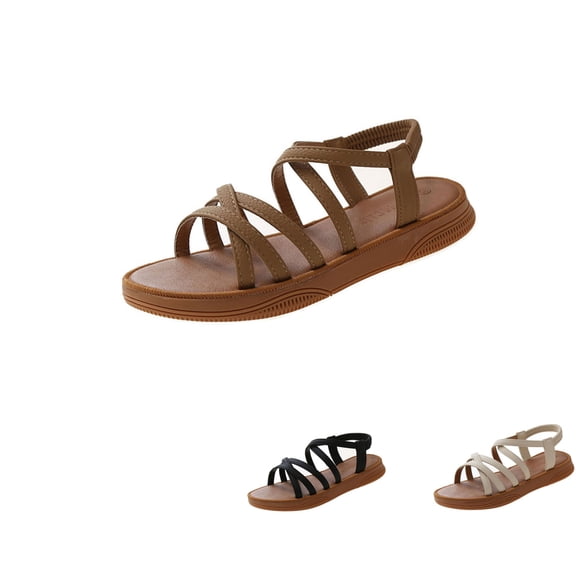Bixock Flat Sandals for Women,Women's Slippers Solid Color Open Toe with Strap and Back Stretch for Summer Casual Shoes