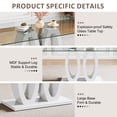 thumbnail image 6 of 5-Piece Dining Table Set, 63" Rectangular Tempered Glass Table with Double O-Shape Base & 4 PU Chairs, Stainless Steel Legs, for Kitchen, Office, 6 of 6