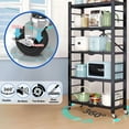 thumbnail image 7 of 5-Shelf Storage Shelving Units, Heavy Duty Metal Shelf on Wheels, Organize Your Space Efficiently with Collapsible Shelving, Perfect for Kitchen and Closet Storage, Black, 7 of 7