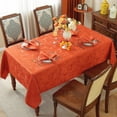 thumbnail image 2 of Fall Tablecloths Jacquard Thanksgiving Table Cloth with Pumpkins and Vines, Stain Resistant Table Cover for Harvest, Dining, Party Decor 52" x 52" Rust, 2 of 7
