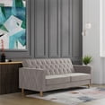 thumbnail image 1 of Futon avec rangement Liberty de CosmoLiving, velours gris clair, 1 of 9