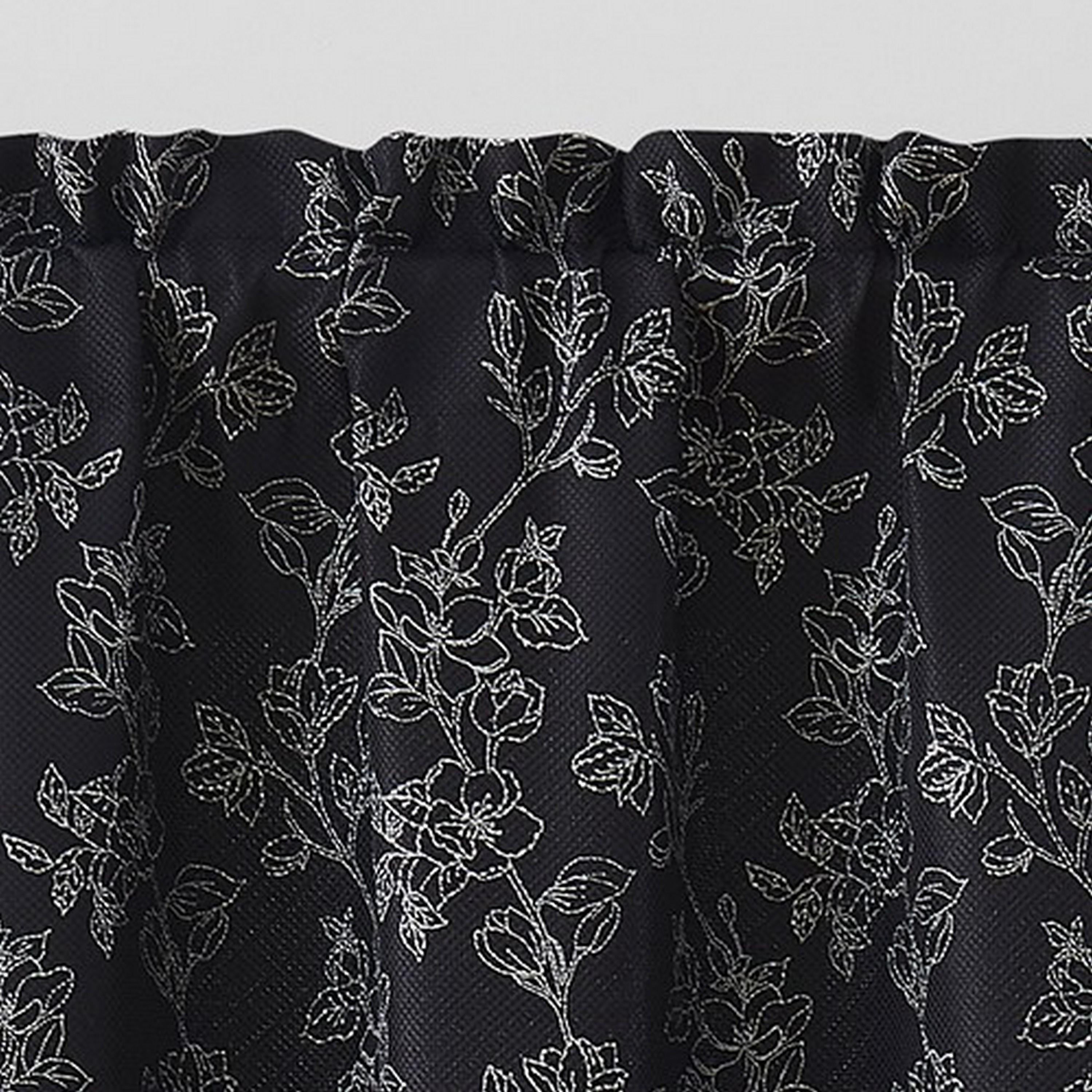 VCNY Home Carmen 2-Piece Black Floral Rod Pocket Light-Filtering Curtain Panel Set, 38" x 63"
