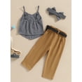 thumbnail image 4 of Wassery Toddle Girls Summer Outfit 9 12 24 Months 3 4 5 Years Infant Girls Plaid Sleeveless Camisole and Stretch Casual Pants 2Pcs Pack Set, 4 of 8
