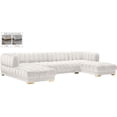 thumbnail image 2 of Pemberly Row Contemporary Cream Finish Velvet 3pc. Sectional, 2 of 15