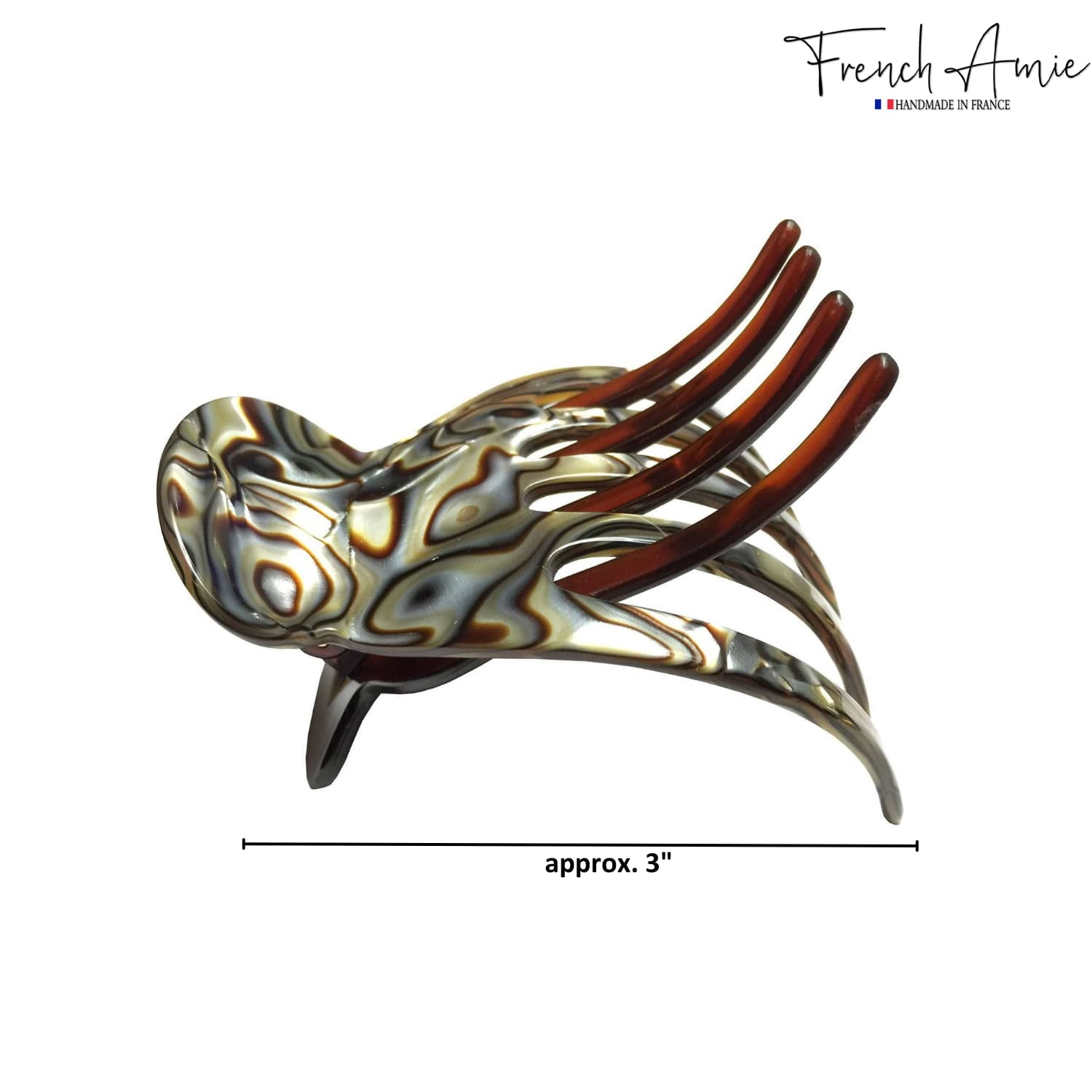 French Amie Scoop Medium Celluloid Handmade Hair Side Slider Beak Jaw Claw Clip