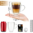 thumbnail image 2 of DLux Coffee Mugs, 12oz Latte Clear Glass Set of 2 Cups with Handles, Double Wall Insulated Borosilicate Glassware Cup - Wine, Tea Glasses, 2 of 7