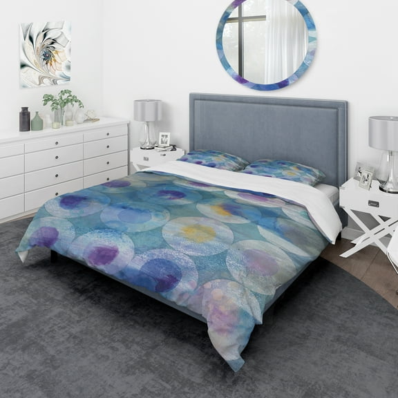 Designart 'Watercolor Geometrical Circles I' Geometric Duvet Cover Set
