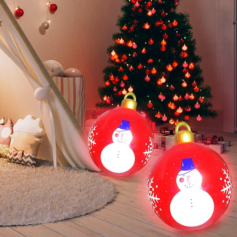 Christmas Decoration Gifts Under PVC Inflatable Christmas Ball with Large Weight Stand Firmly on The Yard, 24 inch Large Outdoor Decorated Ball