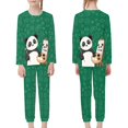 thumbnail image 4 of DISNIMO Green Panda Pajama Kids Size 9 for Girl Kids Matching Pajamas Boy and Girl Pajama 2 Pieces Set Long Sleeve Pajama Set for Girls Kids Crew Neck Pajama Set for Kids, 4 of 7