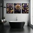 thumbnail image 4 of Golden Rose Canvas Wall Art - Deep Purple and Gold Floral Painting, Frameless Canvas Painting, Suitable for Living Room, Bedroom, Office, Wedding - Small, Medium, Modern Artwork, 4 of 9