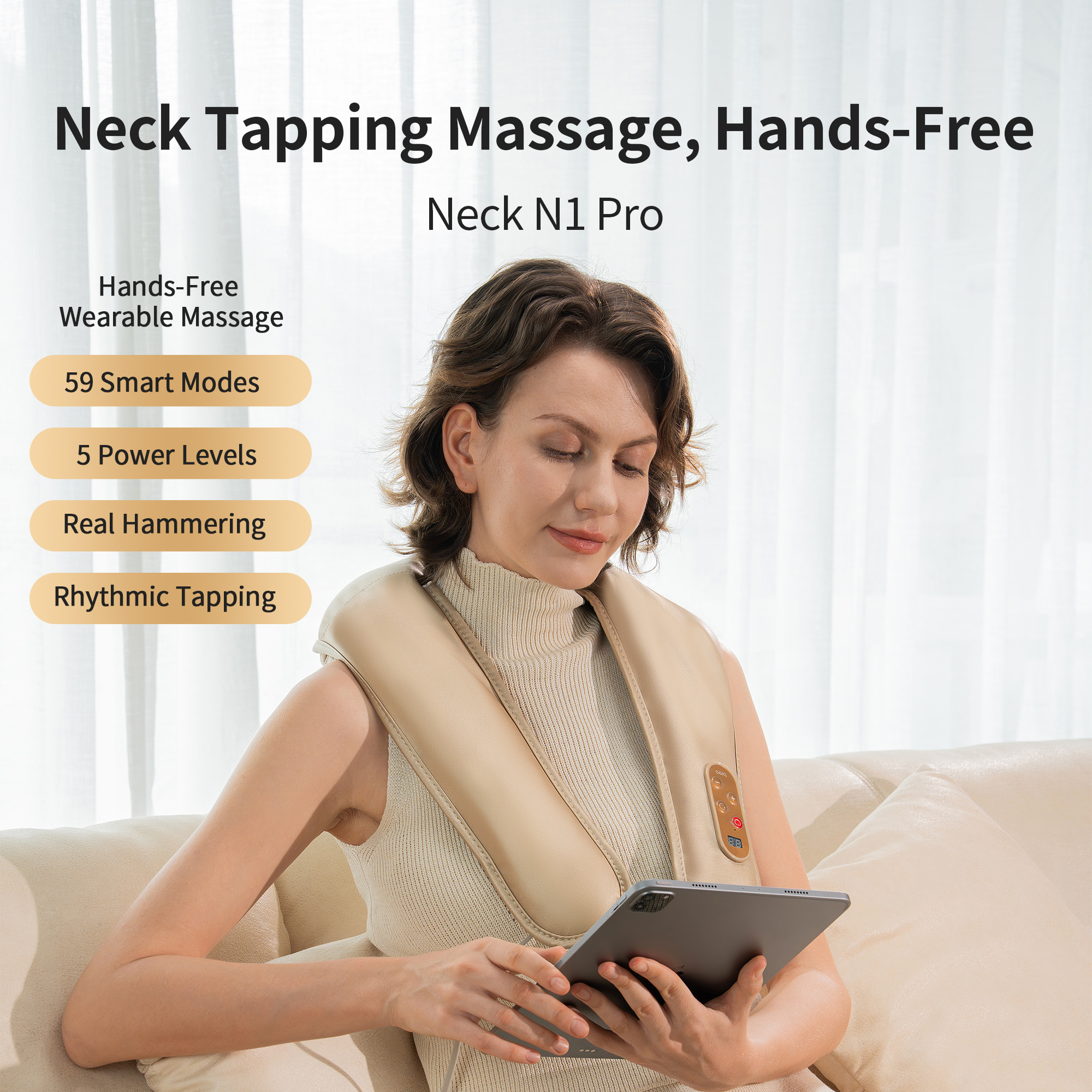 Breo N1 pro Neck Shoulder Massager Deep Muscle 59 Modes 5 Massage Levels for Relax, Gift