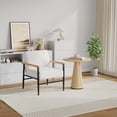 thumbnail image 2 of Yeshouse Sillones modernos tapizados, sillones individuales de esponja y terciopelo con cojines gruesos y robusta estructura de hierro, cómodos sillones para sala de estar o dormitorio, color beige, 2 of 7