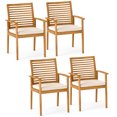 thumbnail image 1 of Costway Patio Dining Chairs Set of 4 with Removable Padded Cushion Slatted Backrest, 1 of 7
