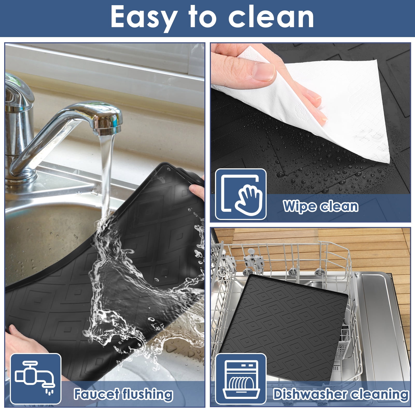 2Pcs Mini Fridge Silicone Mat 19.7"x19.7" Non Slip Spill Proof Drip Prevention Ideal for Refrigerator Washing Machine Dryer Wine Cooler and Dishwasher