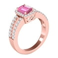 thumbnail image 3 of Mauli Jewels Rings for Women 2.70 Carat Diamond and Emerald Shaped Pink 4-prong 10K Rose Gold, 3 of 7