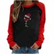 thumbnail image 1 of Camiseta de manga larga con estampado navideño informal con cuello redondo para mujer, blusa con parches, Tops a la moda Pompotops gfhjh4273, 1 of 5