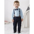 thumbnail image 4 of Infant Baby Boy Clothes Suit Wedding Formal Dress Shirt Suspender Pants Bowtie Hat Outfit 0-18 Month, 4 of 16