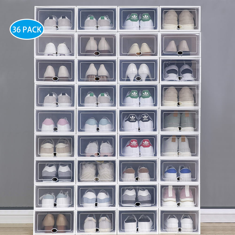 36 Pack Shoe Storage Boxes Btmway, Clear Storage Bin For Shoes