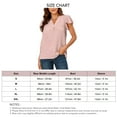 thumbnail image 6 of Jacquard Short Sleeve Blouse V Neck Ruffle Sleeved Casual Fitted Blouse Shirt for Women Lady Pink L, 6 of 6