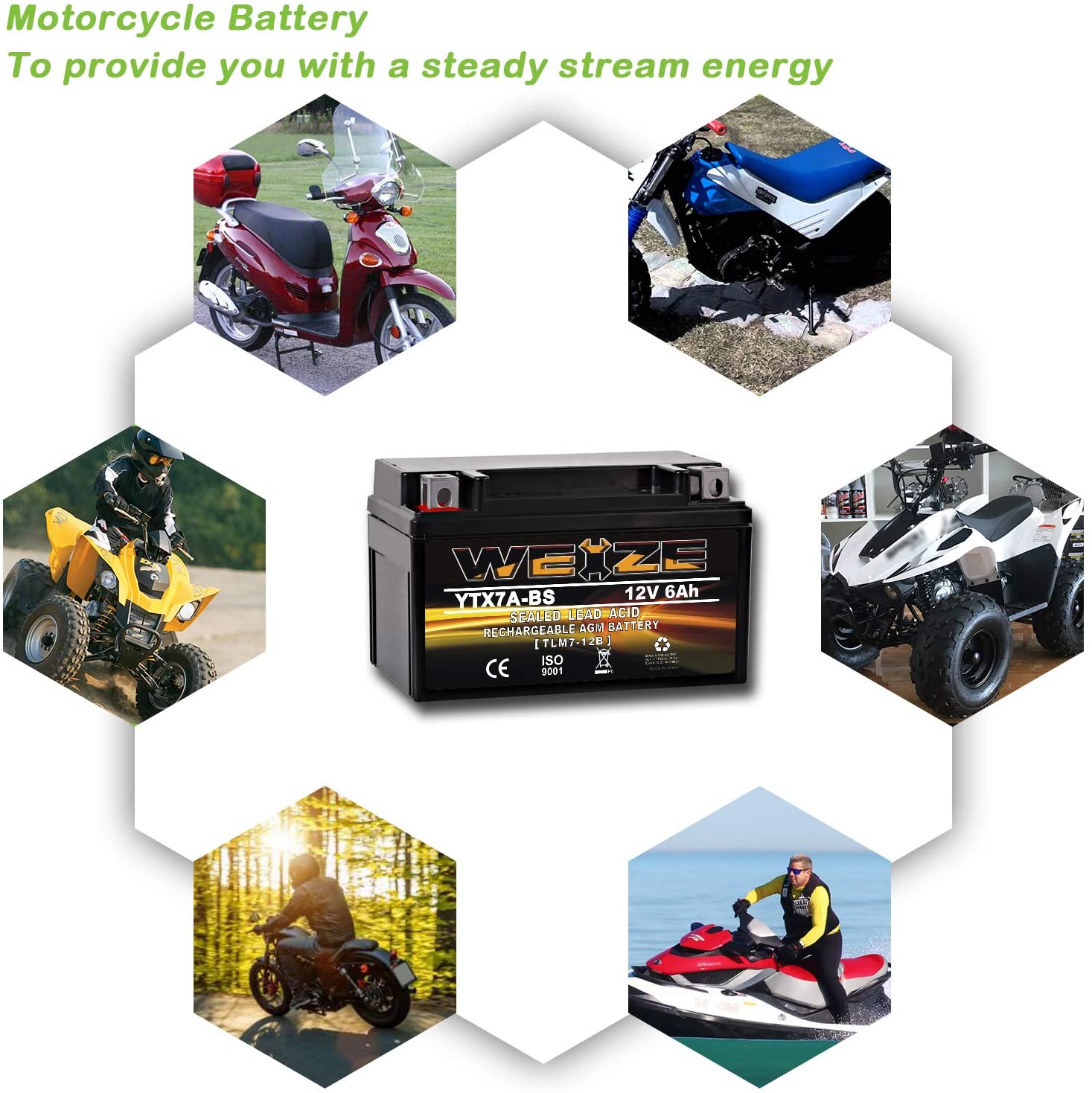YTX14 BS ATV Battery High Performance - Maintenance Free - Sealed AGM YTX14-BS Motorcycle Battery compatible with Honda Suzuki Kawasaki Yamaha scooter snowmobile